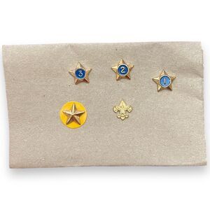 Boy Scouts Of America Vintage Ballou Gold Tone Star #1-3 Pins - Lot Of 5